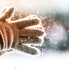 Icy Woollen Gloves on a snowy day